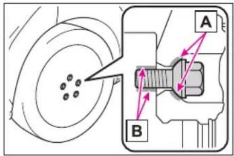 Technical diagram showing mechanical assembly with labeled parts A and B, including a bolt and concentric rings.