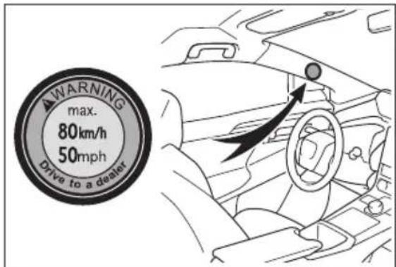 WARNING max. 80km/h 50mph Drive to a dealer