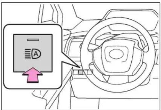 Diagram showing a car interior with a traffic sign labeled 'A' and an upward arrow pointing to it, indicating a traffic or navigation instruction.