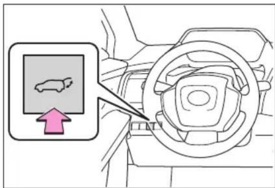 Diagram showing car steering wheel with directional arrow and vehicle icon, likely indicating navigation or movement