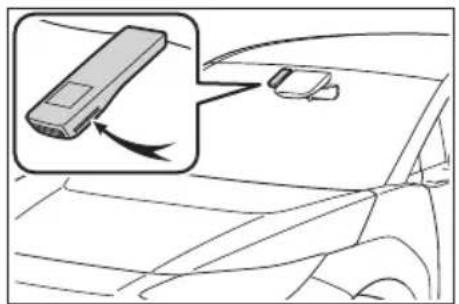Diagram showing car interior with a remote control box and a printer, illustrating vehicle movement or navigation.