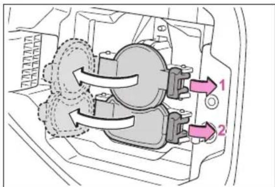 Technical diagram showing airflow or mechanical components with numbered arrows indicating flow direction