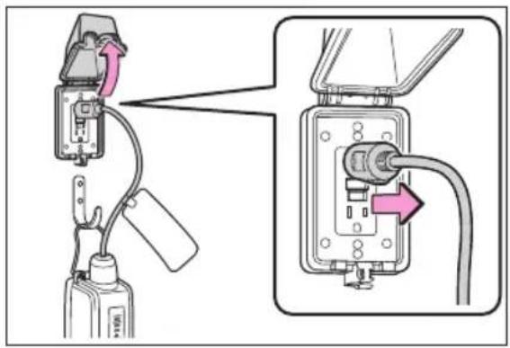 Diagram showing installation of a device with labeled components and directional arrows indicating connection or movement.