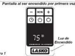 Pantalla al ser encendido por primera vez - ION + 75" LASKO Luc de Encendido a 1