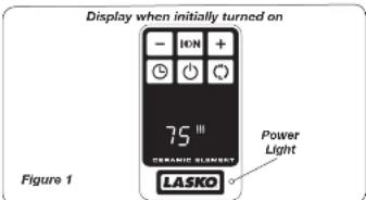 Display when initially turned on 75" DYNAMIC BLENKET Power Light LASKO Figure 1