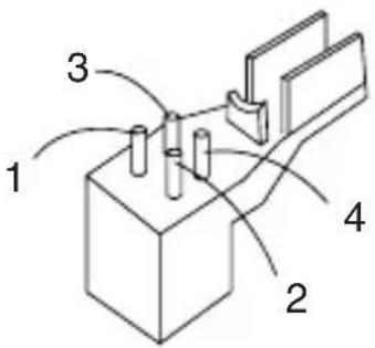 Diagram of a mechanical or electrical component with numbered parts labeled 1 to 4