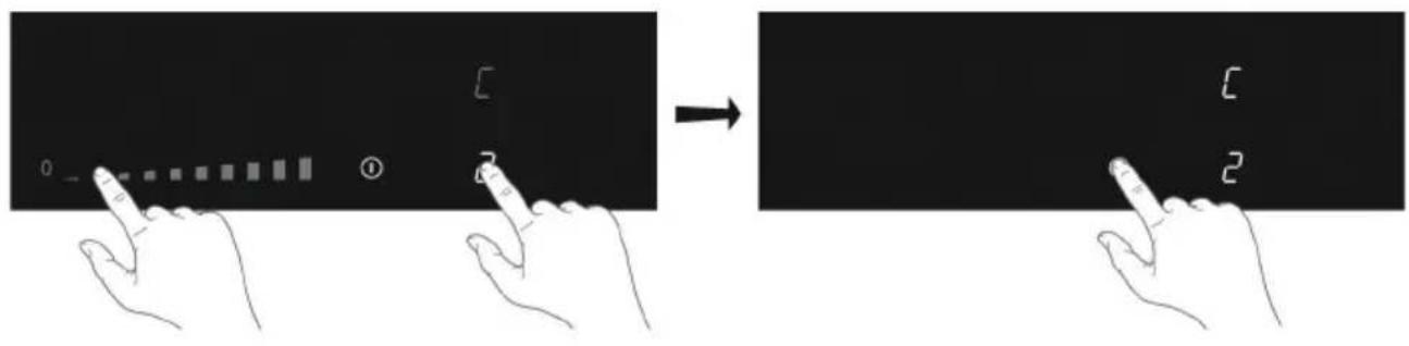 Diagram illustrating finger movement and pixelation process on a device, showing hand positioning and pixel transition from 0 to 2.