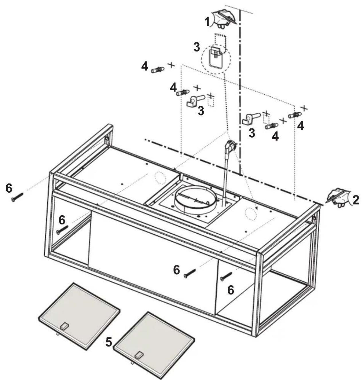 Technical diagram of a mechanical assembly with numbered components and labeled parts