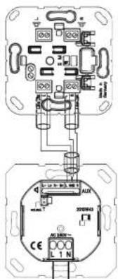 Electrical wiring diagram showing socket connections and terminal labels