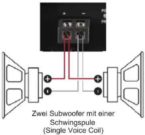 Zwei Subwoofer mit einer Schwingspule (Single Voice Coil)