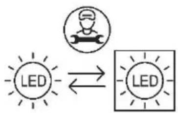 graph LR A["User Icon"] --> B["LED"] C["Input"] --> B B <--> D["LED"]