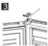 Diagram illustrating three-step installation of a refrigerant unit with labeled components and directional arrows