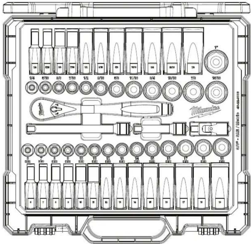 Technical diagram of a mechanical assembly with labeled parts and tool positions