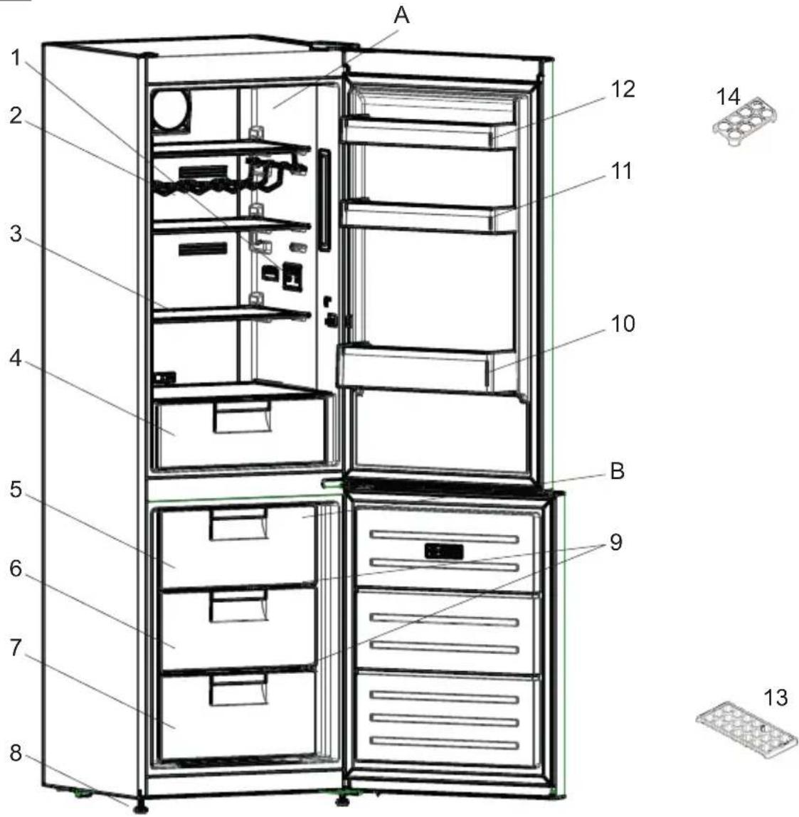 A 1 2 3 4 5 6 7 8 12 11 10 B 9 13 14