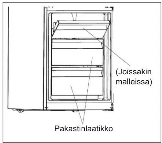 (Joissakin malleissa) Pakastinlaatikko