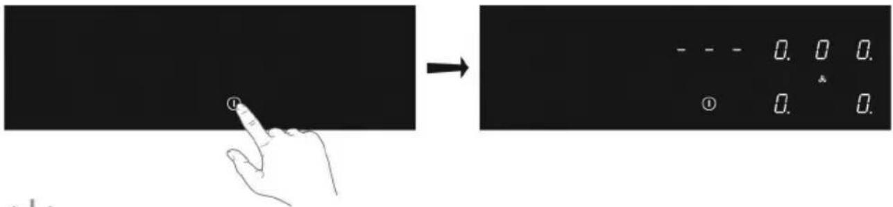 Diagram illustrating a finger pressing a button on a black screen, followed by a numeric display showing 0.00 and 0.0* symbols.