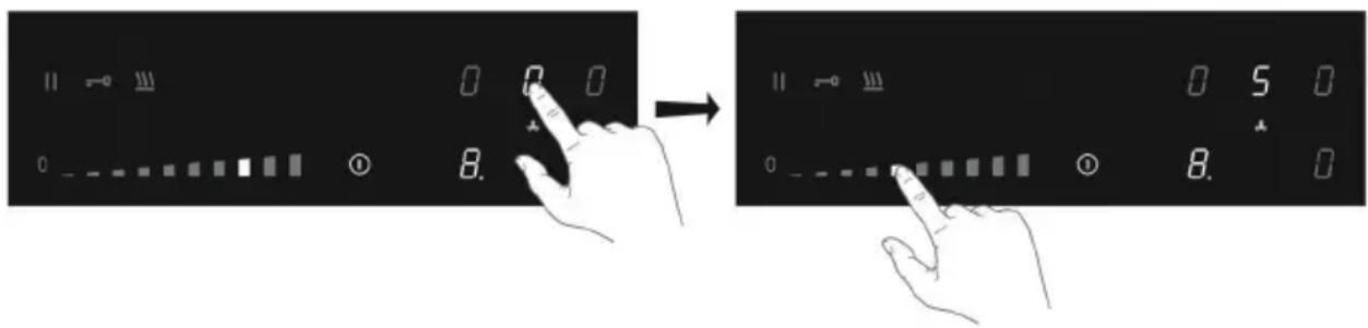 Diagram showing hand press application on a digital display with numeric keypad and control buttons