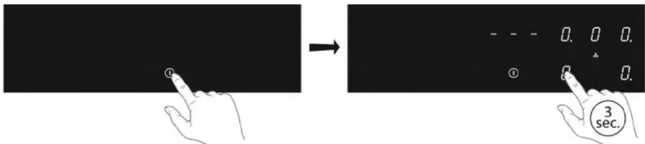 Diagram illustrating finger movement and pixelation process with labeled buttons and time marker '3 sec.'