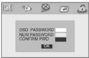 OSD PASSWORD NEW PASSWORD CONFIRM PWD OK