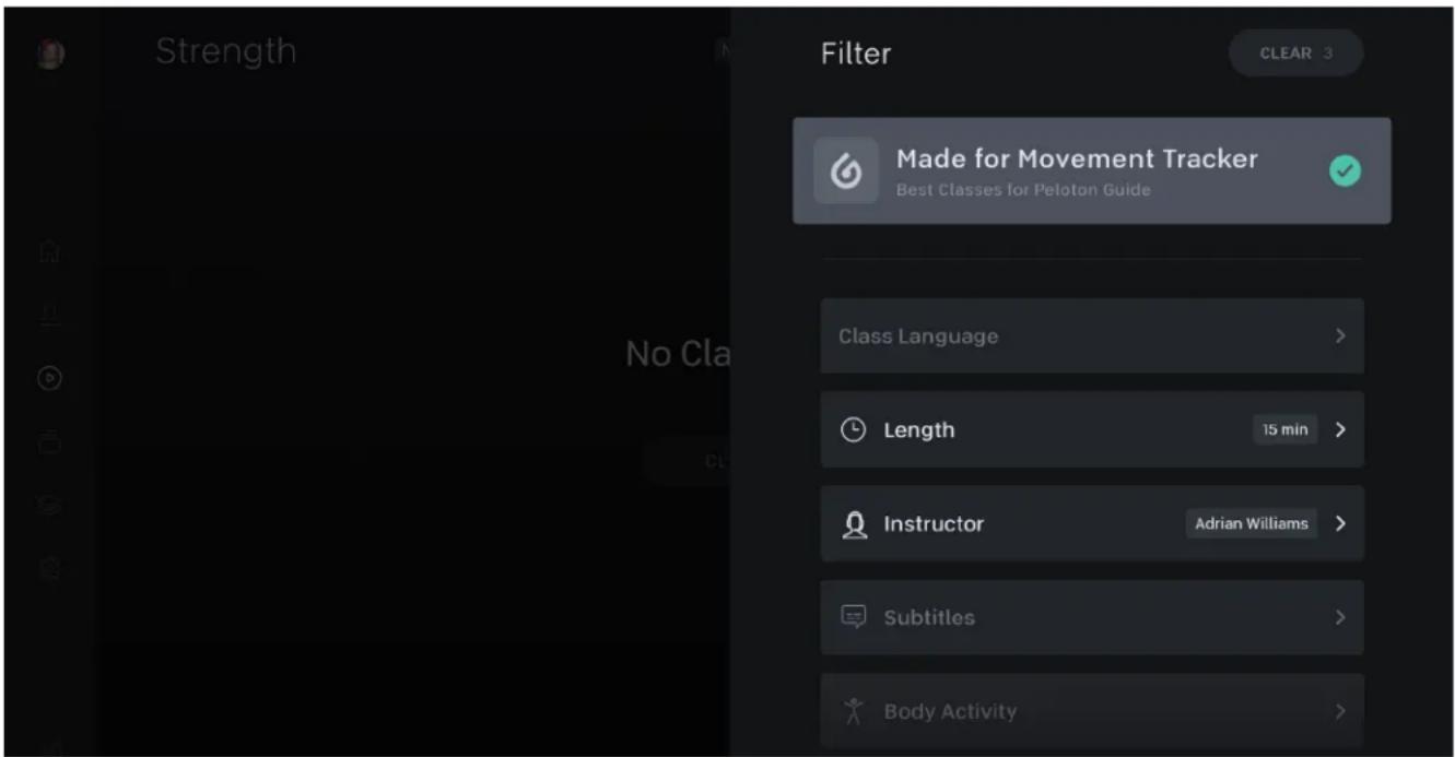 Strength Filter Made for Movement Tracker Best Classes for Peloton Guide Class Language > Length 15 min > Instructor Adrian Williams > Subtitles > Body Activity >