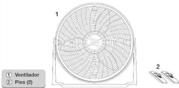 ① Ventilador ② Pies (2) 1 2