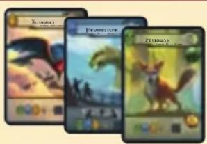 Three digital game interface screenshots showing character and game icons with Chinese labels