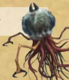 Illustration of a stylized octopus with long legs and head, no text or symbols present