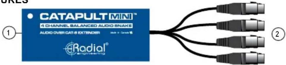 CATAPULT MINI™ 4 CHANNEL BALANCED AUDIO SNAKE AUDIO OVER CAT-8 EXTENDER Radial® Engineering