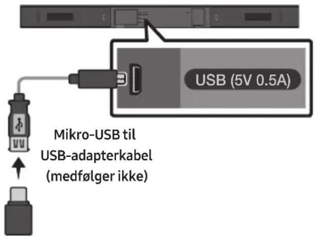 USB (5V 0.5A) Mikro-USB til USB-adapterkabel (medfølger ikke)