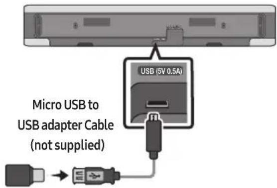 USB (5V 0.5A) Micro USB to USB adapter Cable (not supplied)