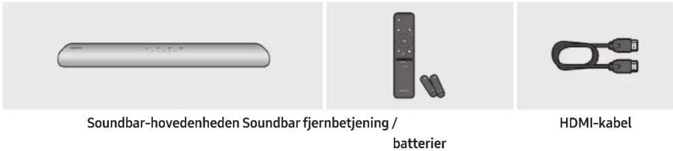 Soundbar-hovedenheden Soundbar fjernbetjening / batterier HDMI-kabel