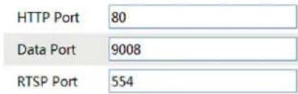 HTTP Port 80 Data Port 9008 RTSP Port 554
