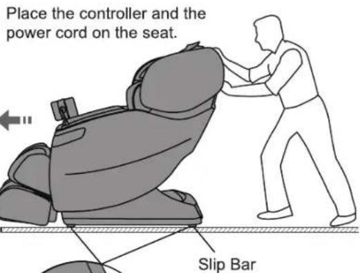 Place the controller and the power cord on the seat. Slip Bar
