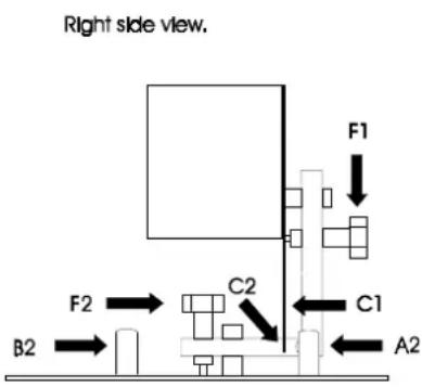 Right side view. F1 F2 C2 C1 B2 A2
