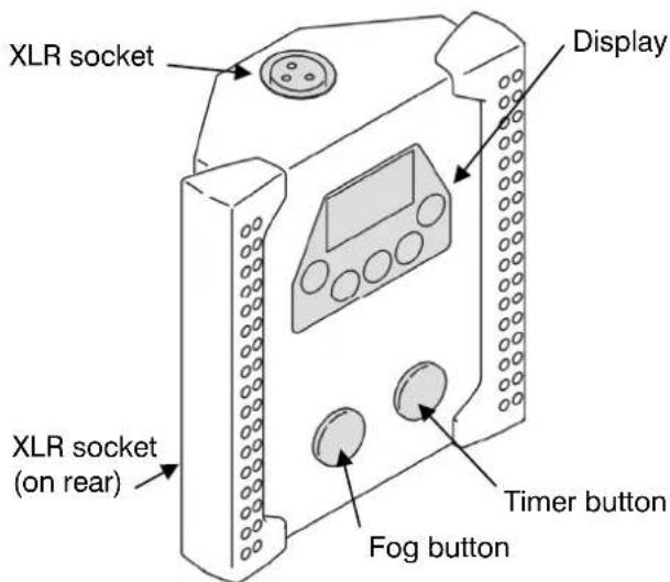 XLR socket Display XLR socket (on rear) Timer button Fog button