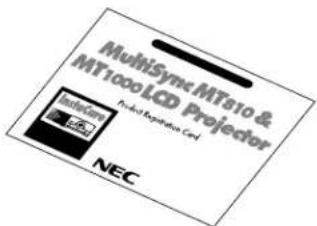 Multisymc MT810 & MY1000 LCD Projector Product Registration Card NEC