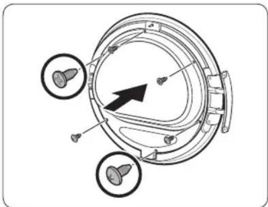 Technical diagram of a mechanical component with three circular features and an arrow indicating direction (no text or symbols present)