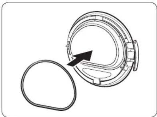 Diagram of a mechanical component with an arrow indicating rotation or assembly (no text or symbols present)