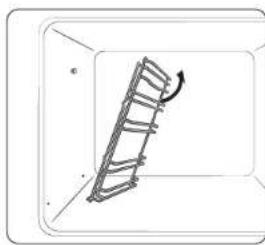 Diagram of a ladder-like structure with an arrow indicating rotational motion (no text or symbols)