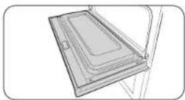 Line drawing of a rectangular device with internal components, possibly a tray or enclosure (no text or symbols).