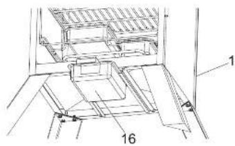 Technical diagram of a mechanical assembly with labeled parts 1 and 16