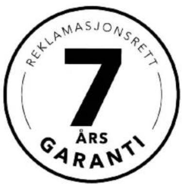 REKLAMASJONSRETT 7 ÅRS GARANTI