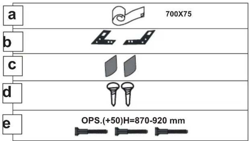 a 700X75 b c d e OPS. (+50)H=870-920 mm
