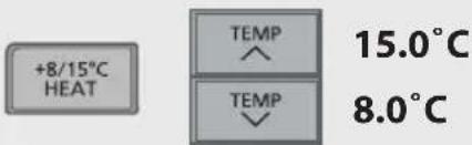 +8/15°C HEAT TEMP 15.0°C TEMP 8.0°C