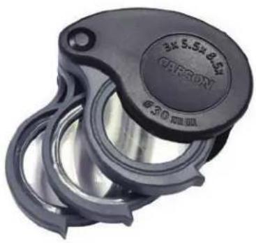 Carson TV-36 - 3x, 5.5x, 8.5x Folding Loupe with Built-in Case - 1