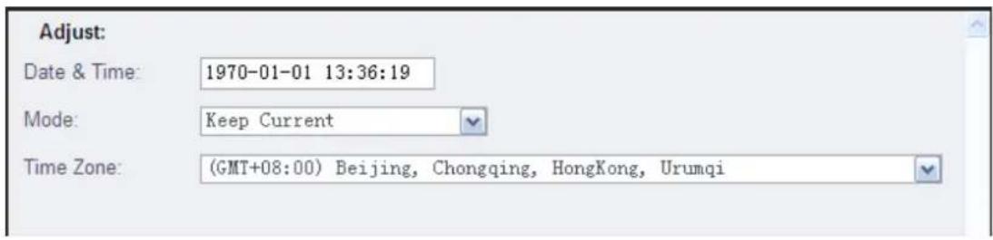 Adjust: Date & Time: 1970-01-01 13:36:19 Mode: Keep Current Time Zone: (GMT+08:00) Beijing, Chongqing, HongKong, Urumqi