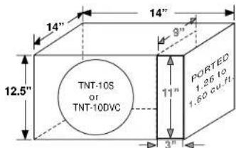 14" 14" 9" 12.5" TNT-10S or TNT-10DVC PORTED 1.26 to 1.60 cu.ft. 3"