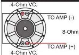4-Ohm VC. TO AMP (-) 8-Ohm TO AMP (+) 4-Ohm VC.