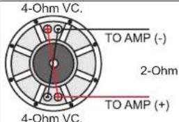 4-Ohm VC. TO AMP (-) 2-Ohm TO AMP (+) 4-Ohm VC.