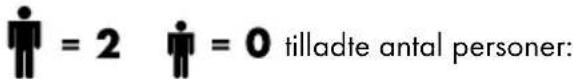 ● = 2 ● = 0 tilladte antal personer: